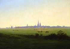 Caspar David Friedrich, Wiesen bei Greifswald, 1821/22, Öl/Leinwand, Hamburger Kunsthalle / bpk