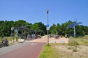 Deutsch-polnische Grenze auf der Strandpromenade