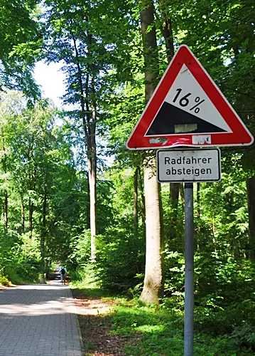 16% Steigung bzw. Gefälle auf dem Fahrradweg zwischen Ückeritz und Kölpinsee